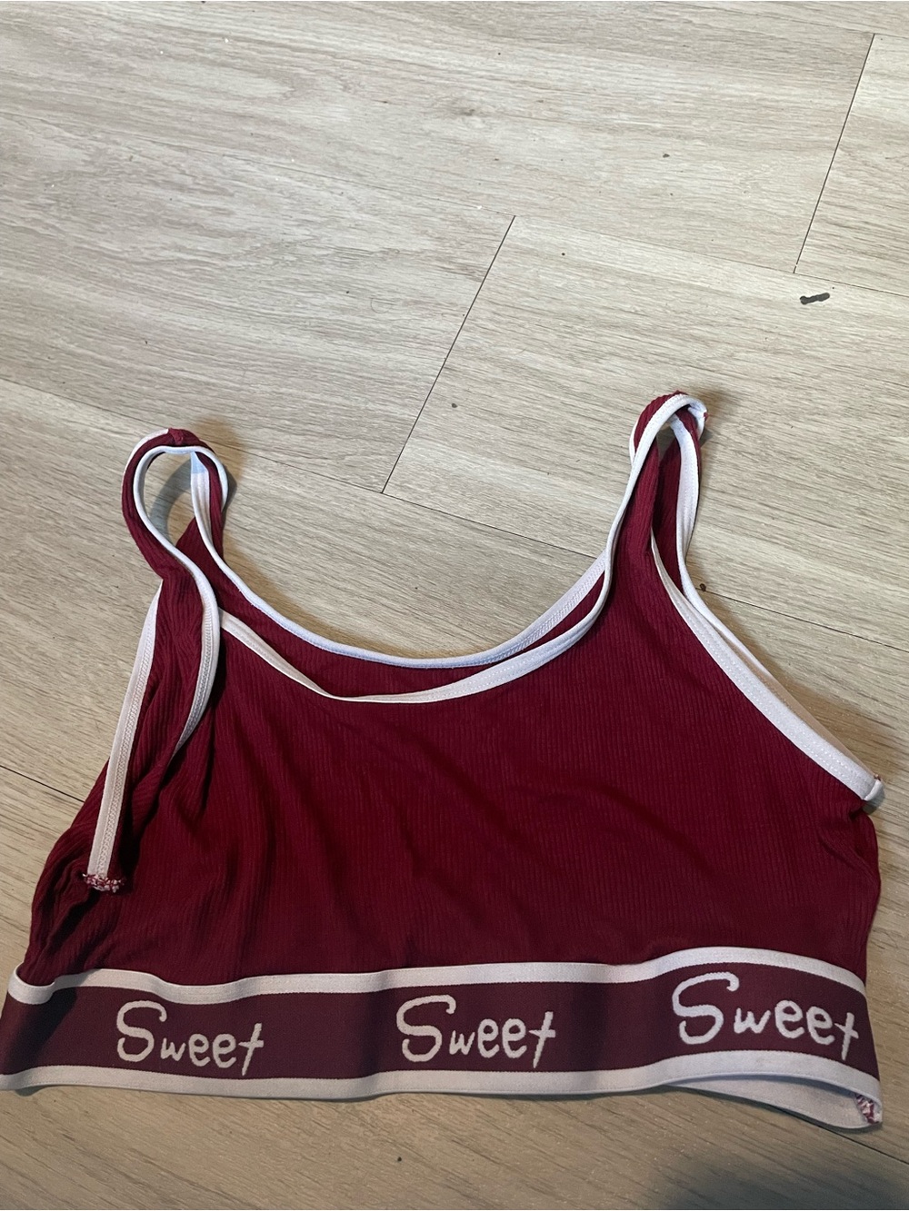 Sweet Maroon Crop Bralette with Contrast Trim